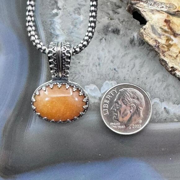 Carolyn Pollack Sterling Oval Carnelian Country Couture Pendant With Necklace - Picture 8 of 10